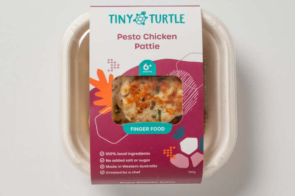 Tiny Turtle Pesto chicken pattie