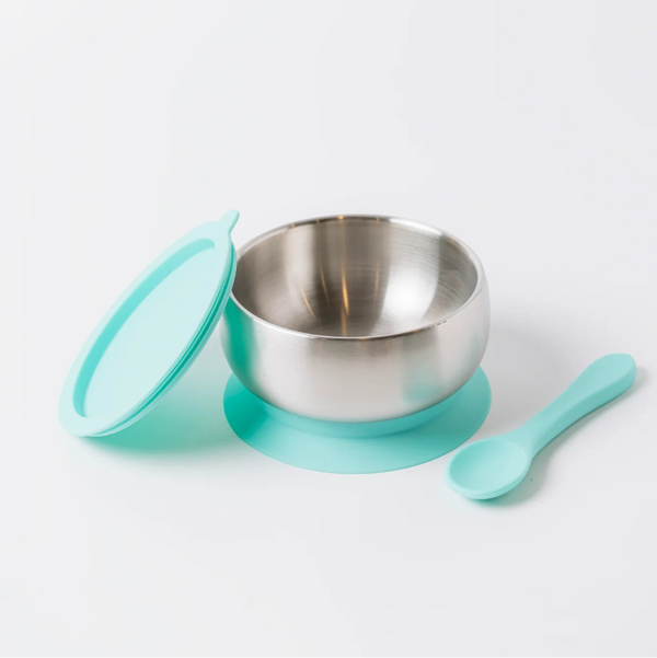 Lion and Lady Stainless Steel Feeding Bowl with Suction Base and Spoon