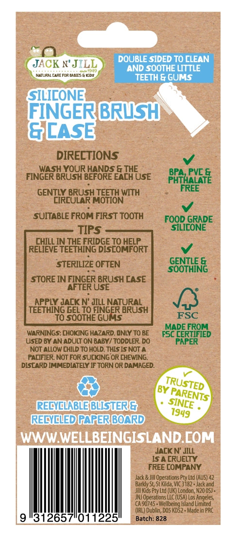 Jack N’ Jill Kids Silicone Finger Brush (2 Pack with Case)