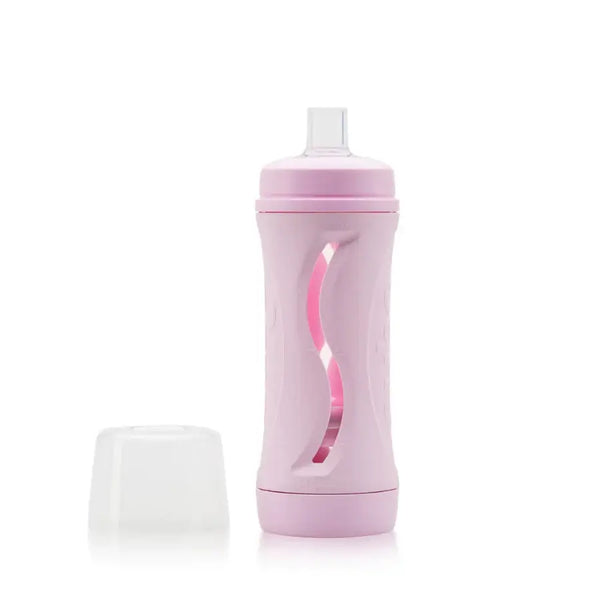 Pink Subo Food Bottle 210ml – reusable, mess-free baby feeding bottle for purees, smoothies, and soft foods with adjustable volume and 12mm spout.