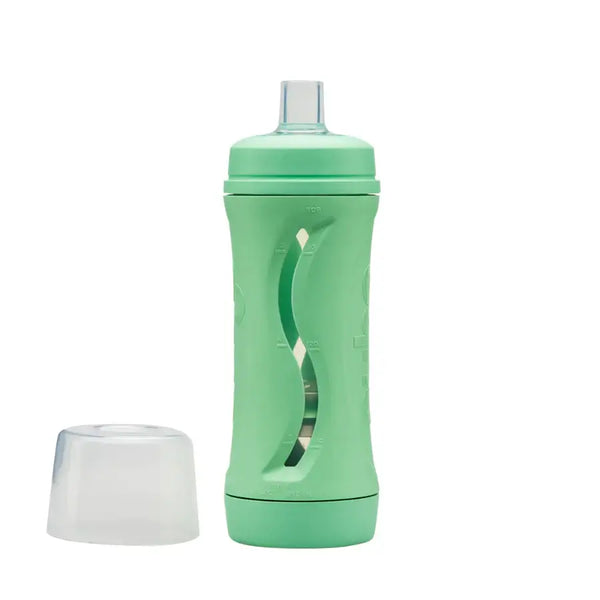 Green Subo Food Bottle 210ml – reusable, mess-free baby feeding bottle for purees, smoothies, and soft foods with adjustable volume and 12mm spout.