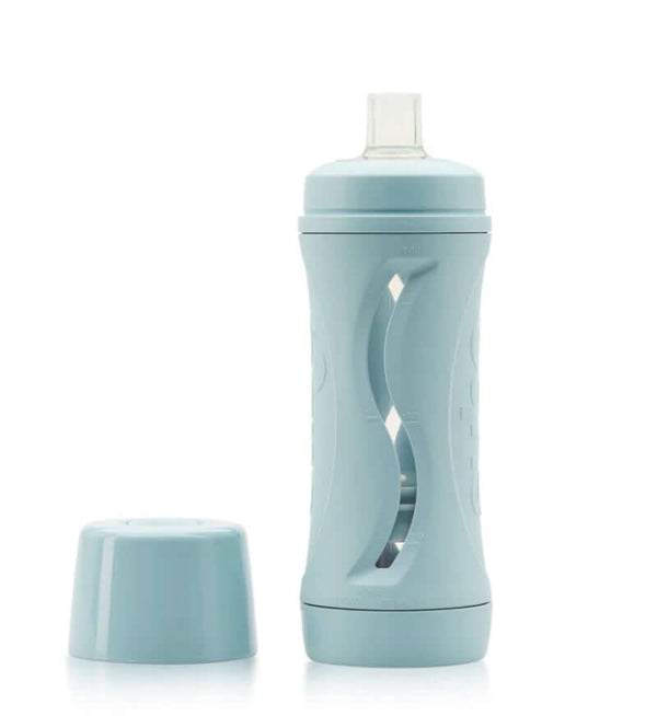 Duck egg Subo Food Bottle 210ml – reusable, mess-free baby feeding bottle for purees, smoothies, and soft foods with adjustable volume and 12mm spout.