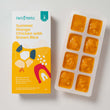 Load image into Gallery viewer, Summer Mango Chicken Stage 3 baby food by Tiny Turtle, featuring lumpy puree in tray next to packaging.
