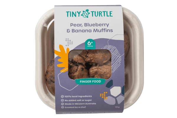 Tiny Turtle muffin packaging with a white background
