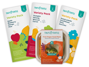 Start Solids for $45 - Tiny Turtle variety packs including purees and finger foods for baby.