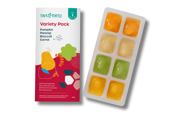 Start Solids for $45 - Tiny Turtle Variety Pack with purees like pumpkin, parsnip, broccoli, and carrot.