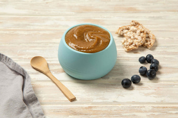 Stage 2 Lentil and Chickpea Ratatouille  in a blue bowl