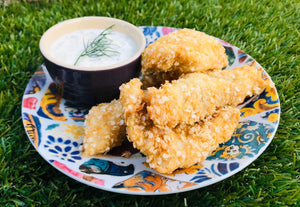 Quinoa Crusted Fish with Yogurt Tartare