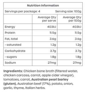 Slow Cooked Beef and Barley 400g