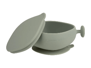 Bbox silicone suction bowl with lid, perfect for independent toddler feeding and keeping meals fresh.