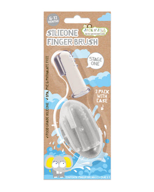 Jack N’ Jill Kids Silicone Finger Brush (2 Pack with Case)