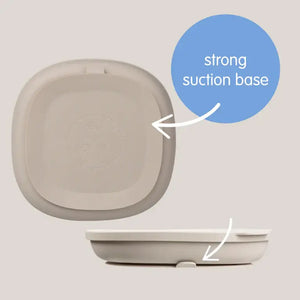 Bbox silicone plate showcasing strong suction base for mess-free mealtime with toddlers.