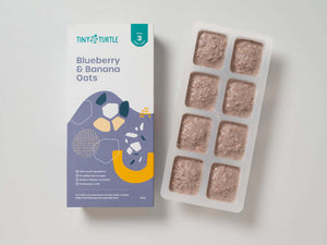 Tiny Turtle Baby Cereal with blueberry and bananasin packaging 