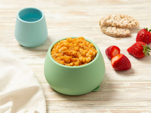 Chicken tagine with pearl cous cous in a baby bowl