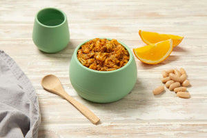 Nutrient rich toddler food in a green bowl