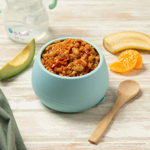 Greek Chicken Tomato Risoni  in blue Bowl