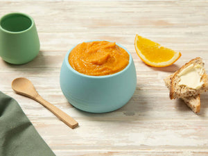 Baby Food Lamb puree in a blue bowl ready to serve