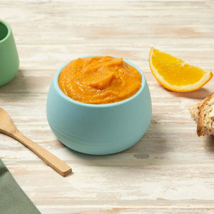 Baby Food Lamb puree in a blue bowl ready to serve