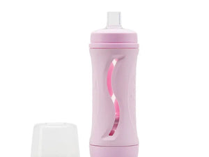 Pink Subo Food Bottle 210ml – reusable, mess-free baby feeding bottle for purees, smoothies, and soft foods with adjustable volume and 12mm spout.