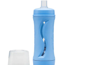 Blue Subo Food Bottle 210ml – reusable, mess-free baby feeding bottle for purees, smoothies, and soft foods with adjustable volume and 12mm spout.