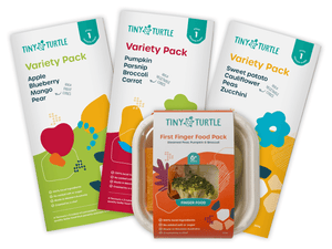 Start Solids Bundle by Tiny Turtle featuring purees and finger foods for baby's first meals.