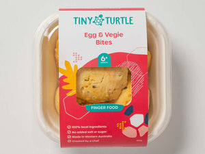 Tiny Turtle Egg and Vegie Bites baby and toddler finger food pack with 5 pieces, suitable for babies 6+ months, made with local ingredients