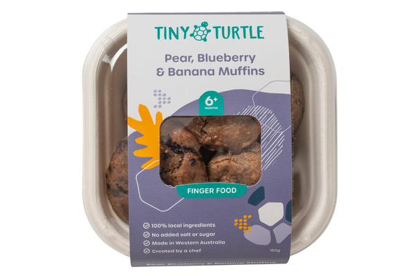 Tiny Turtle muffin packaging with a white background