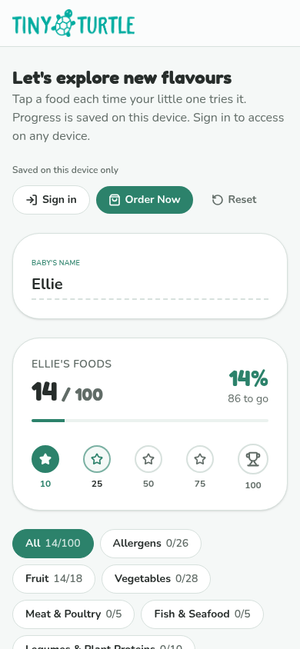 100 First Foods Tracker